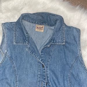 90s Vintage Denim Dress good with a cuffed white long sleeve button down shirt